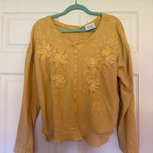 Women's Yellow Embroidered Top